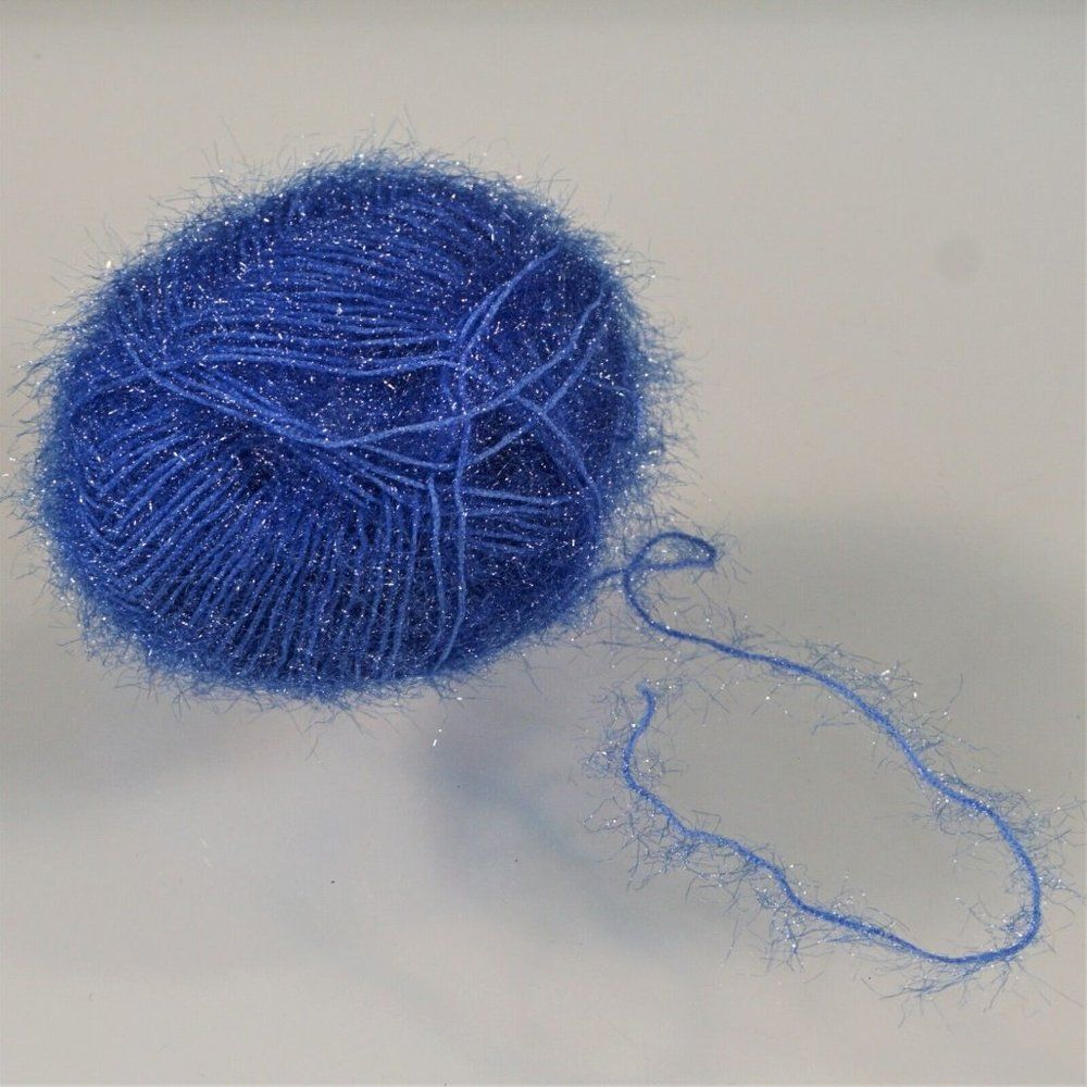 Aura Trendsetter Yarn Royal Blue Eyelash Tinsel Partial Skein 36 gr